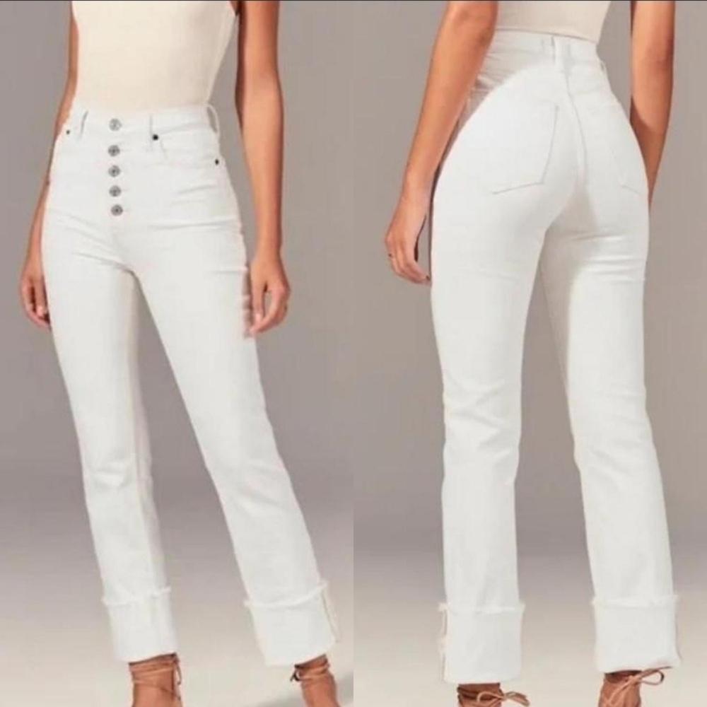 Abercrombie & Fitch High Rise White Jeans